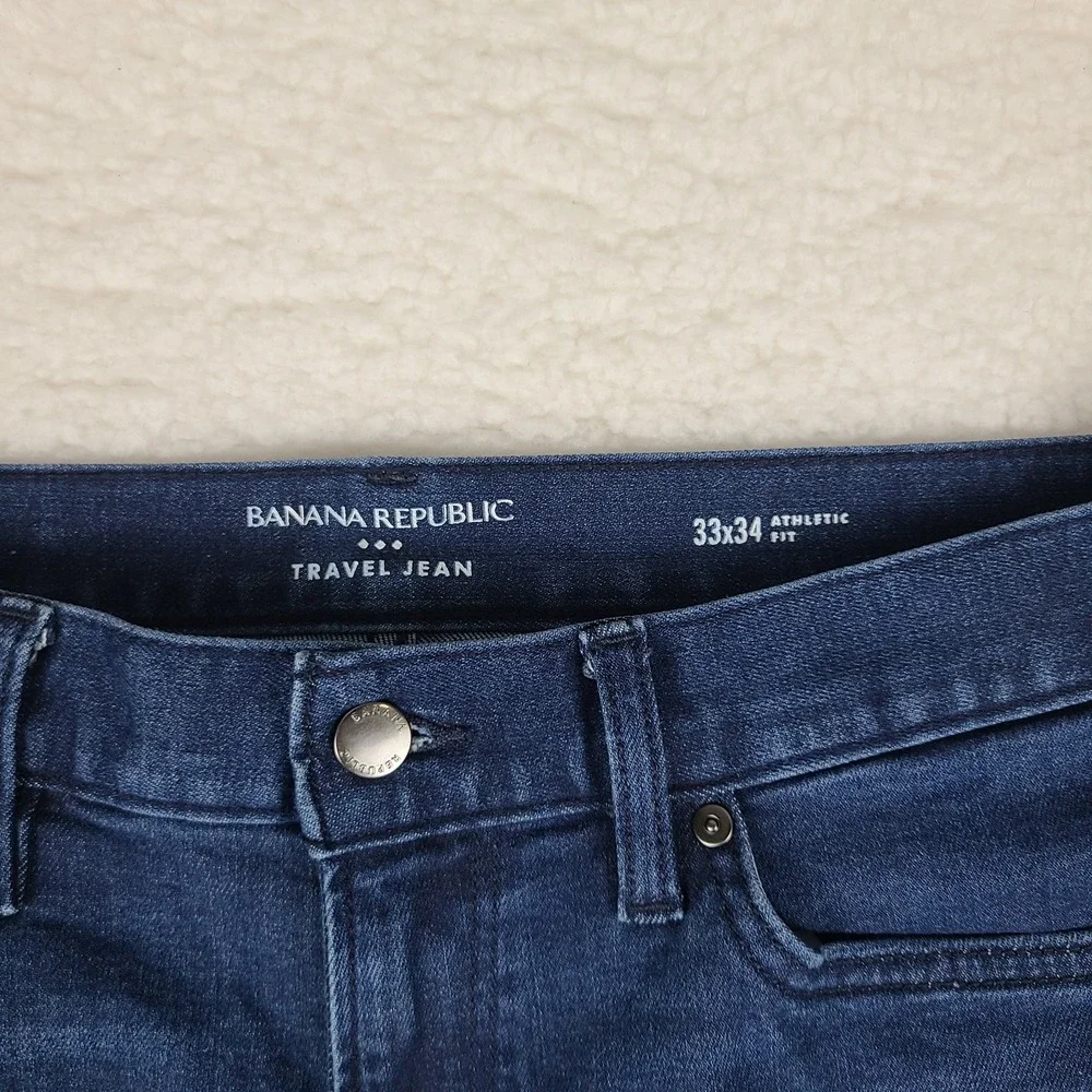 Banana‎ Republic Travel Jeans Mens 33x34 Blue Athletic Fit Dark Wash Denim